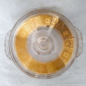 Vintage Fire-King 2 QT Gold & Clear Casserole Dish